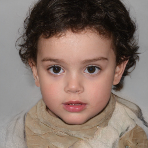 Neutral white child female with medium  brown hair and brown eyes