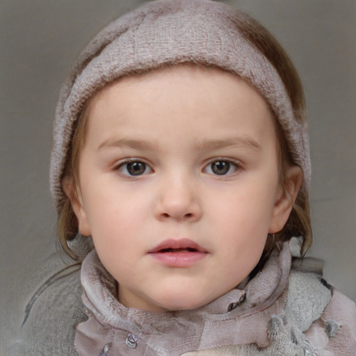 Neutral white child female with short  brown hair and blue eyes