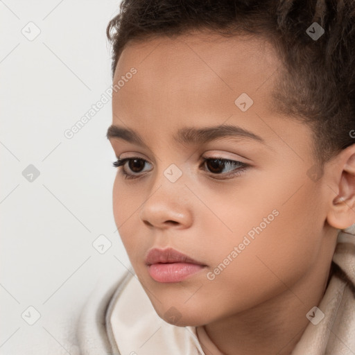 Neutral white child female with short  brown hair and brown eyes