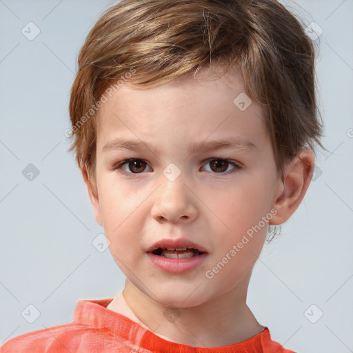 Neutral white child male with short  brown hair and brown eyes