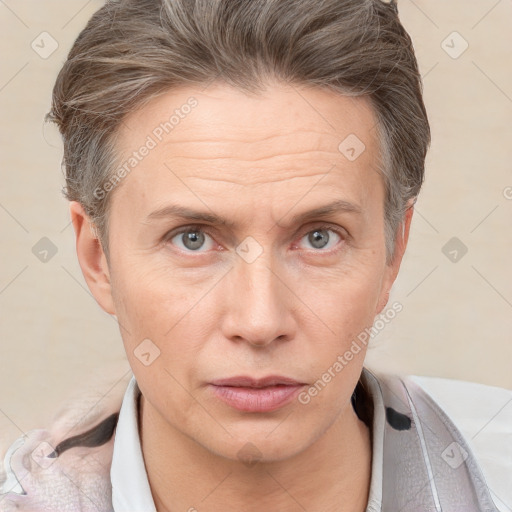 Neutral white adult male with short  brown hair and brown eyes