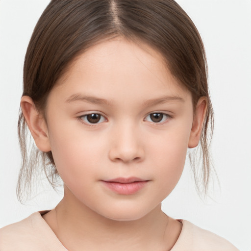 Neutral white child female with medium  brown hair and brown eyes