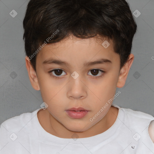 Neutral white child male with short  brown hair and brown eyes