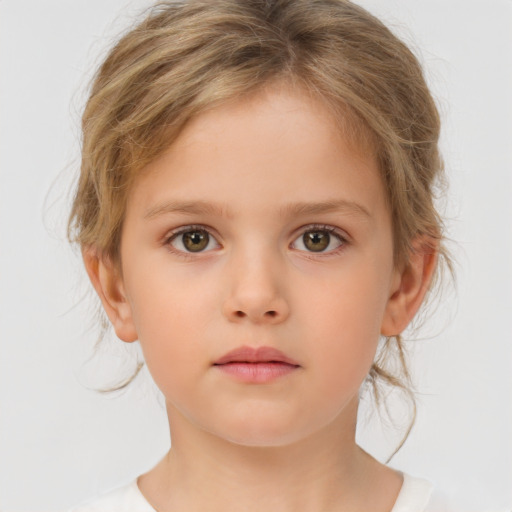 Neutral white child female with medium  brown hair and brown eyes