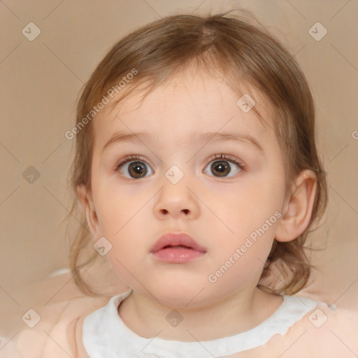 Neutral white child female with medium  brown hair and brown eyes