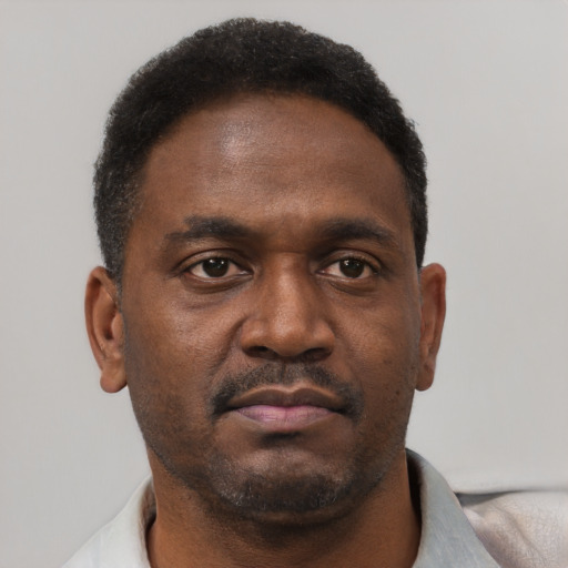 Neutral black young-adult male with short  brown hair and brown eyes