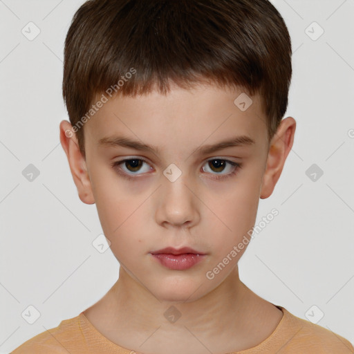 Neutral white child male with short  brown hair and brown eyes