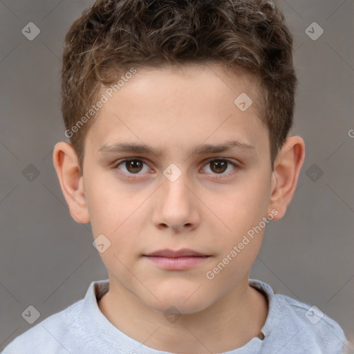 Neutral white child male with short  brown hair and brown eyes