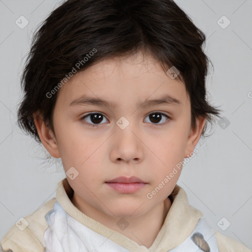 Neutral white child female with medium  brown hair and brown eyes