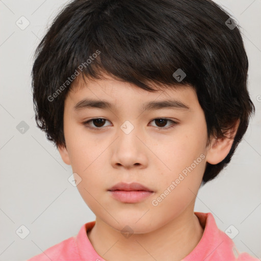 Neutral white child female with short  brown hair and brown eyes