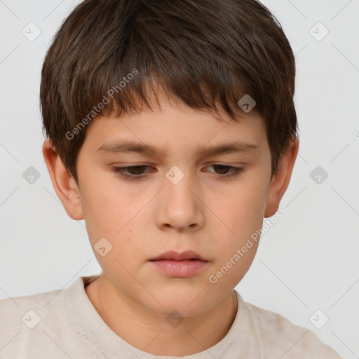 Neutral white child male with short  brown hair and brown eyes