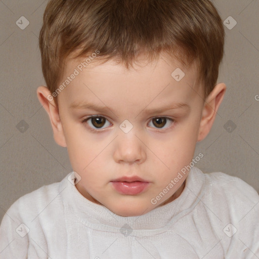 Neutral white child male with short  brown hair and brown eyes