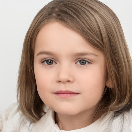 Neutral white child female with medium  brown hair and brown eyes