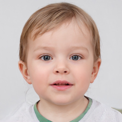 Neutral white child male with short  brown hair and blue eyes