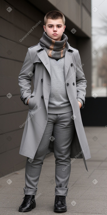 Serbian teenager boy with  gray hair