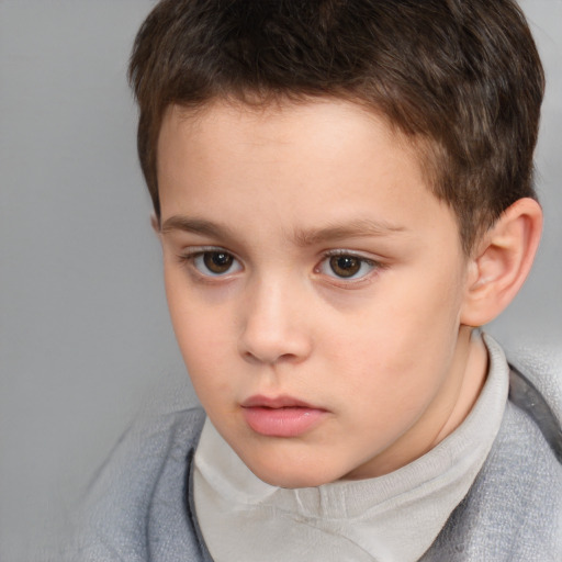 Neutral white child male with short  brown hair and brown eyes