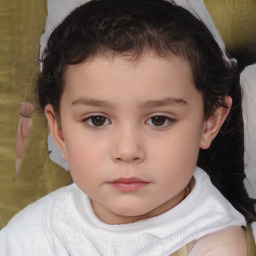 Neutral white child female with short  brown hair and brown eyes