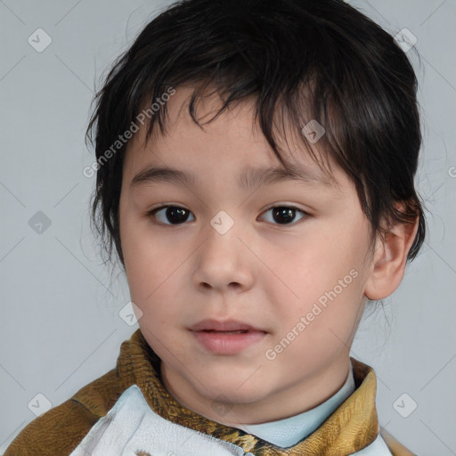 Neutral white child male with short  brown hair and brown eyes