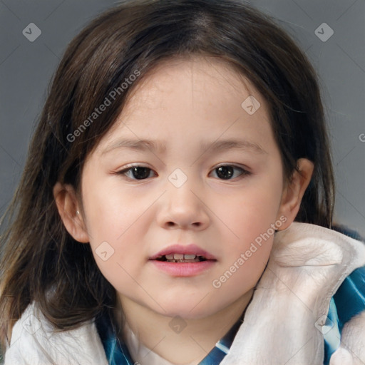 Neutral white child female with medium  brown hair and brown eyes