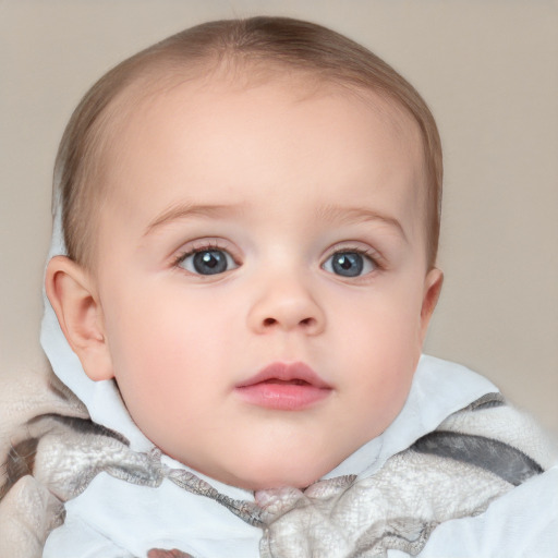 Neutral white child female with medium  brown hair and blue eyes