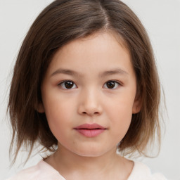 Neutral white child female with medium  brown hair and brown eyes