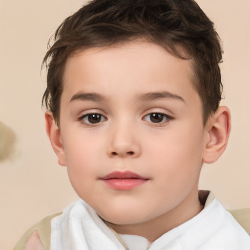 Neutral white child male with short  brown hair and brown eyes