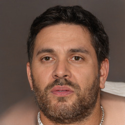 Neutral white adult male with short  brown hair and brown eyes