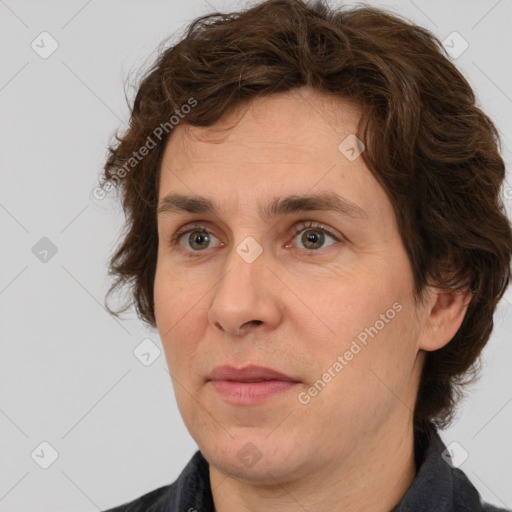 Neutral white adult male with short  brown hair and brown eyes