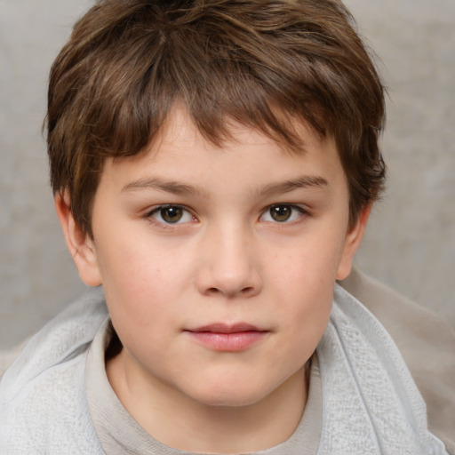 Neutral white child male with medium  brown hair and brown eyes