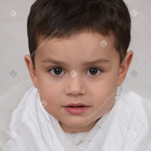 Neutral white child male with short  brown hair and brown eyes