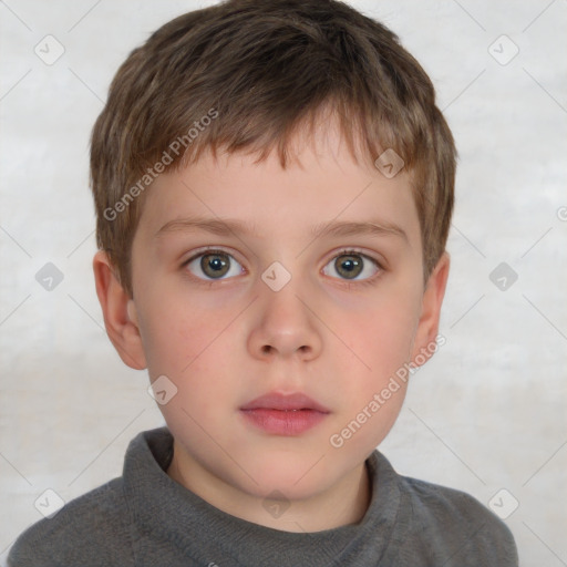 Neutral white child male with short  brown hair and brown eyes