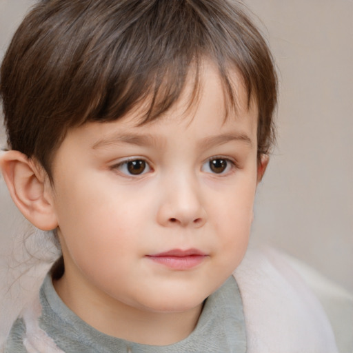 Neutral white child female with short  brown hair and brown eyes