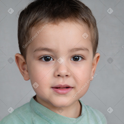 Neutral white child male with short  brown hair and brown eyes