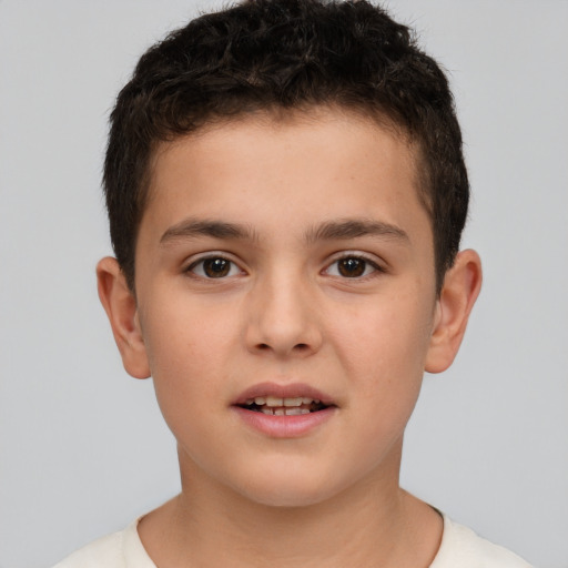 Neutral white child male with short  brown hair and brown eyes