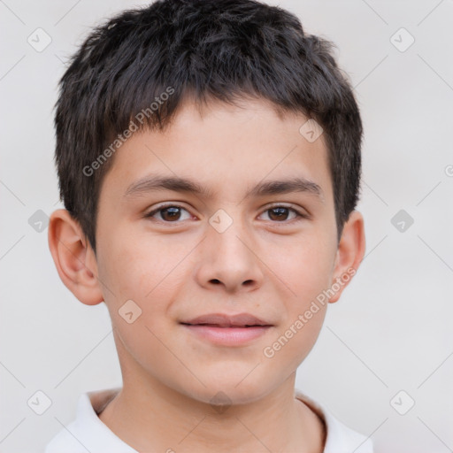 Neutral white child male with short  brown hair and brown eyes