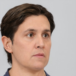 Neutral white adult male with short  brown hair and brown eyes