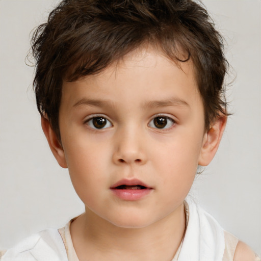 Neutral white child female with short  brown hair and brown eyes