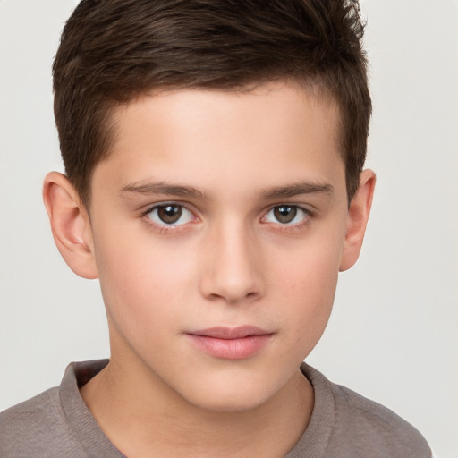 Neutral white child male with short  brown hair and brown eyes