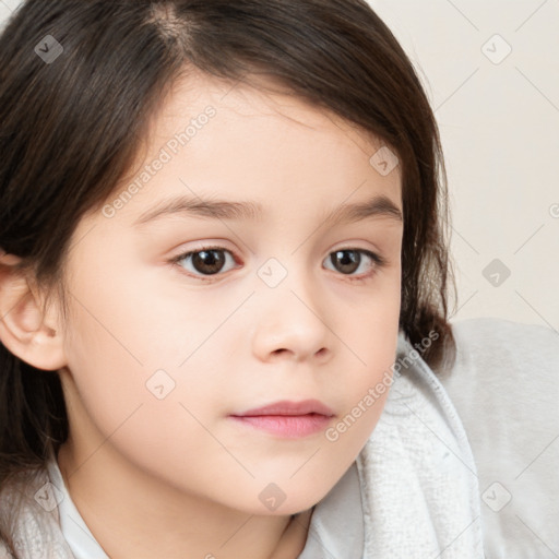 Neutral white child female with medium  brown hair and brown eyes