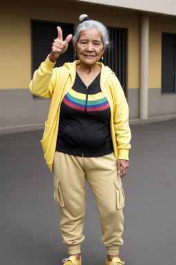 Bolivian elderly female with  black hair