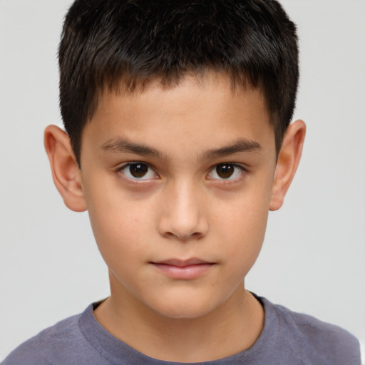 Neutral white child male with short  brown hair and brown eyes