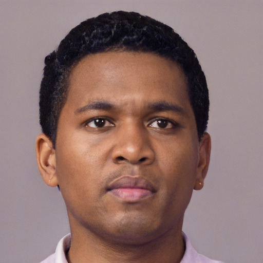 Neutral black young-adult male with short  brown hair and brown eyes