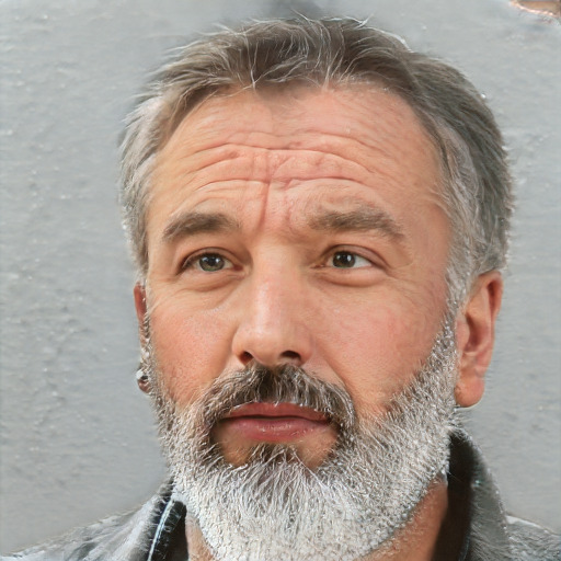 Neutral white middle-aged male with short  gray hair and brown eyes