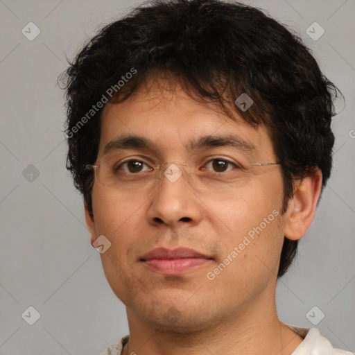 Neutral white adult male with short  brown hair and brown eyes