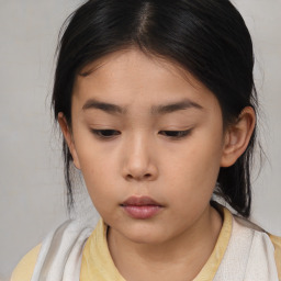 Neutral asian young-adult female with medium  brown hair and brown eyes