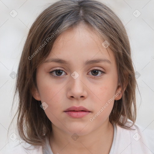 Neutral white child female with medium  brown hair and brown eyes