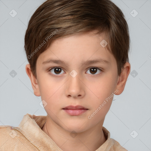 Neutral white child female with short  brown hair and brown eyes