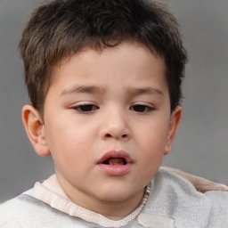 Neutral asian child male with short  brown hair and brown eyes