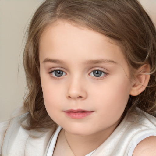 Neutral white child female with medium  brown hair and brown eyes