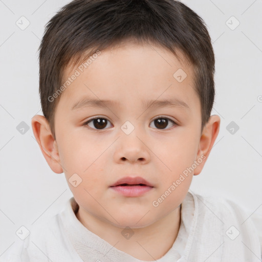 Neutral white child male with short  brown hair and brown eyes